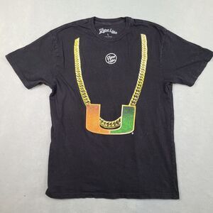 Miami Hurricanes‎ T-Shirt Men's Large Black Gold Chain Logo Dyme Lyfe